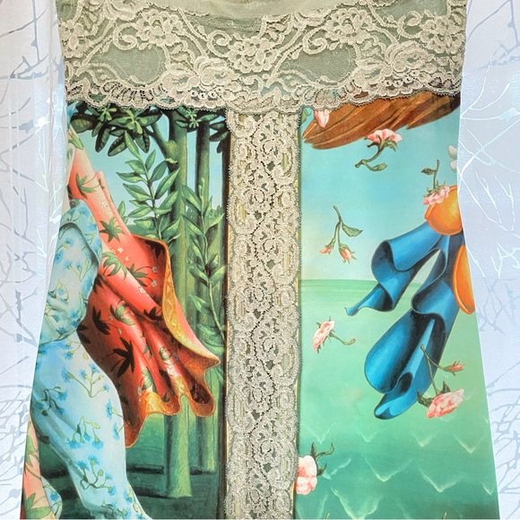 VINTAGE CASADEI BETTY BOOP SLEEVELESS MINI DRESS green blue gold - Picture 8 of 13